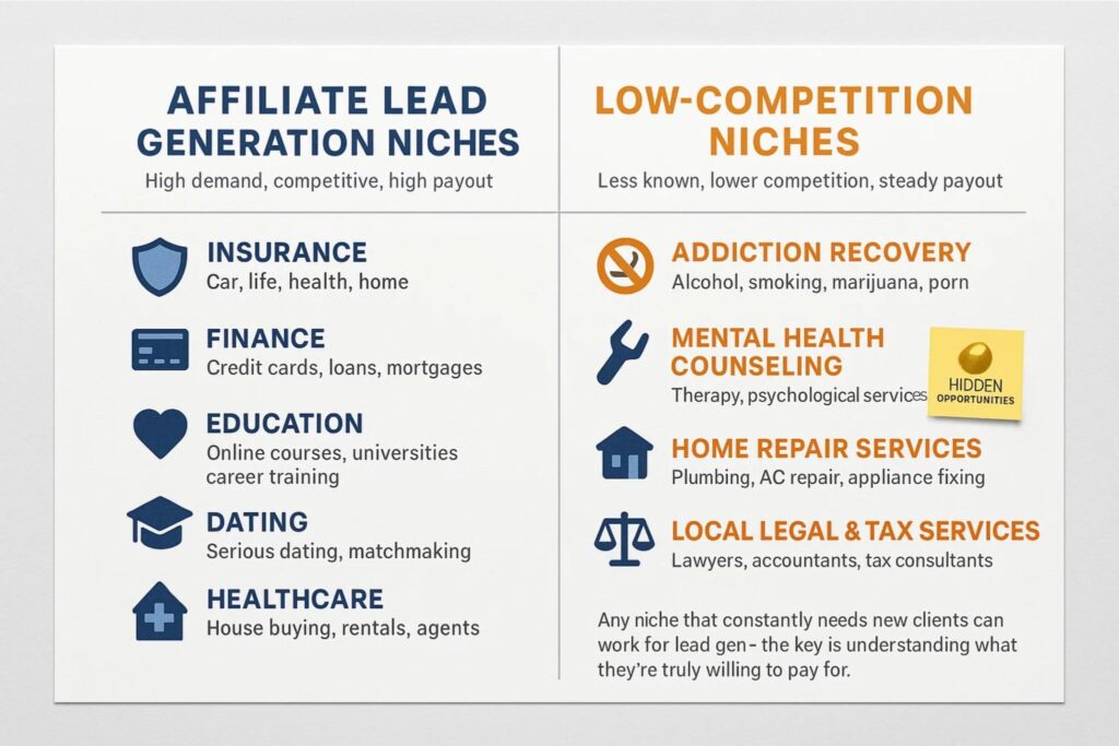 affiliate marketing Lead Gen  niche