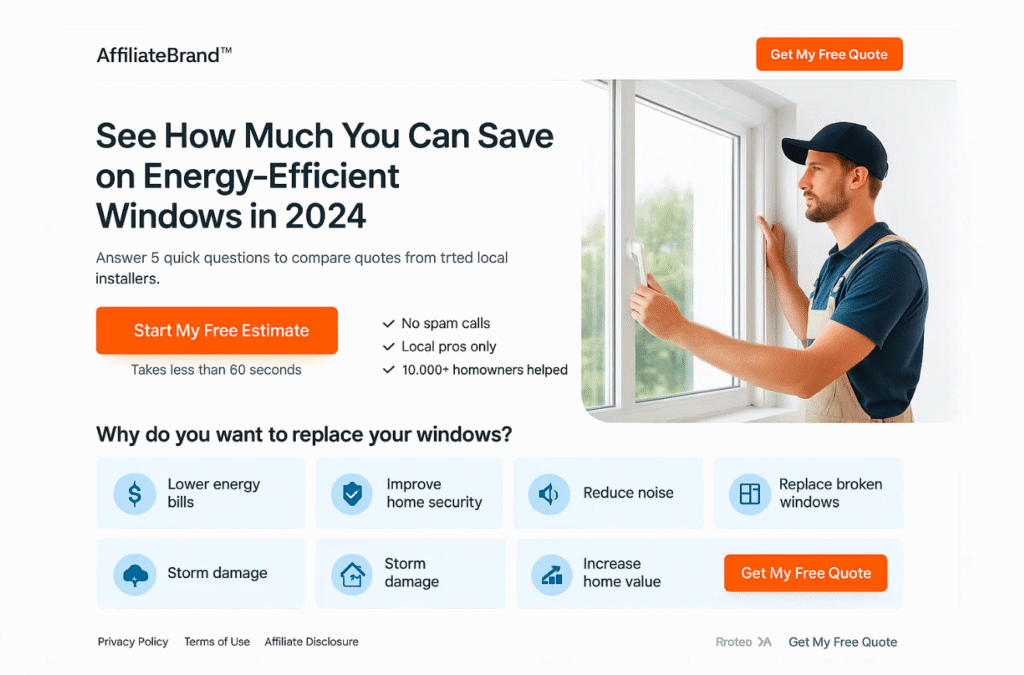 example affiliate landing page