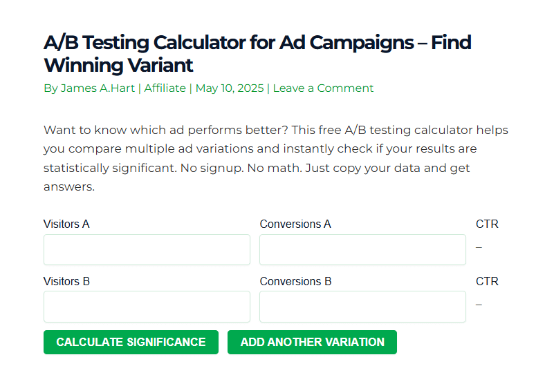 affiliate ab test calculator