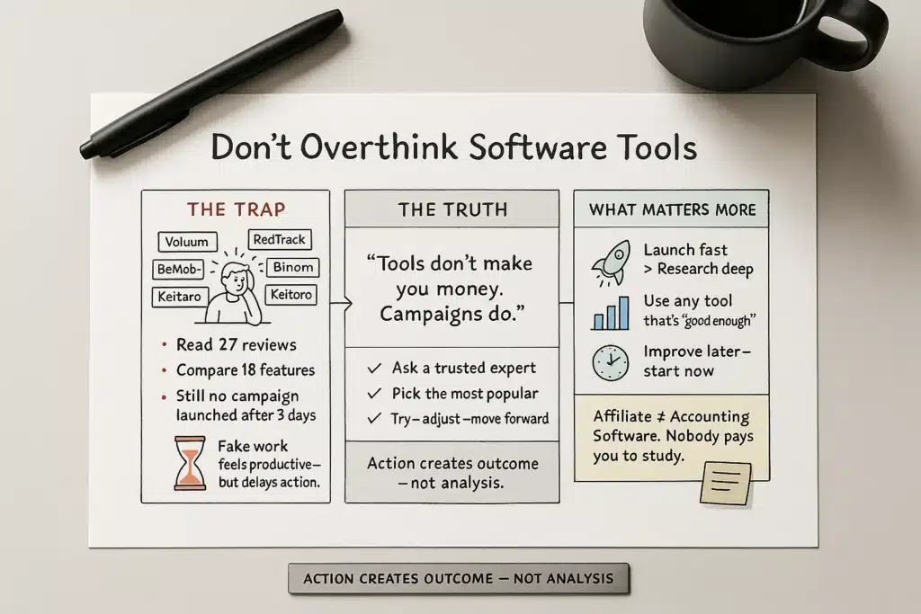 Don’t Waste Too Much Time Picking the “Perfect” Software - in affiliate marketing 