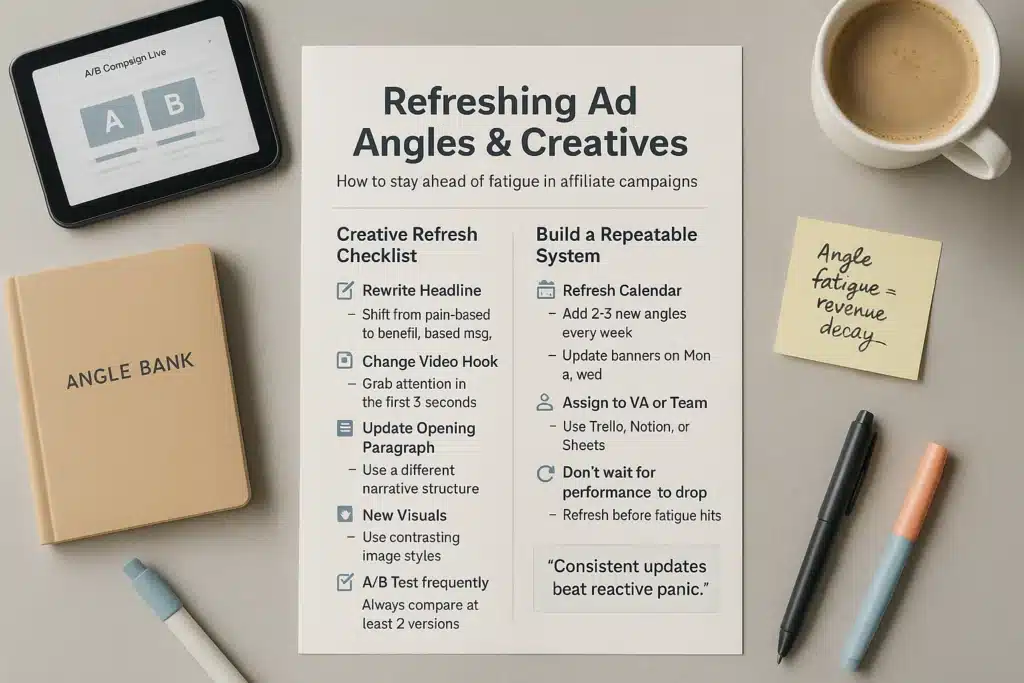 Solution #1: Refresh Your Angles, Ads, and Landing Pages - affiliate marketing 